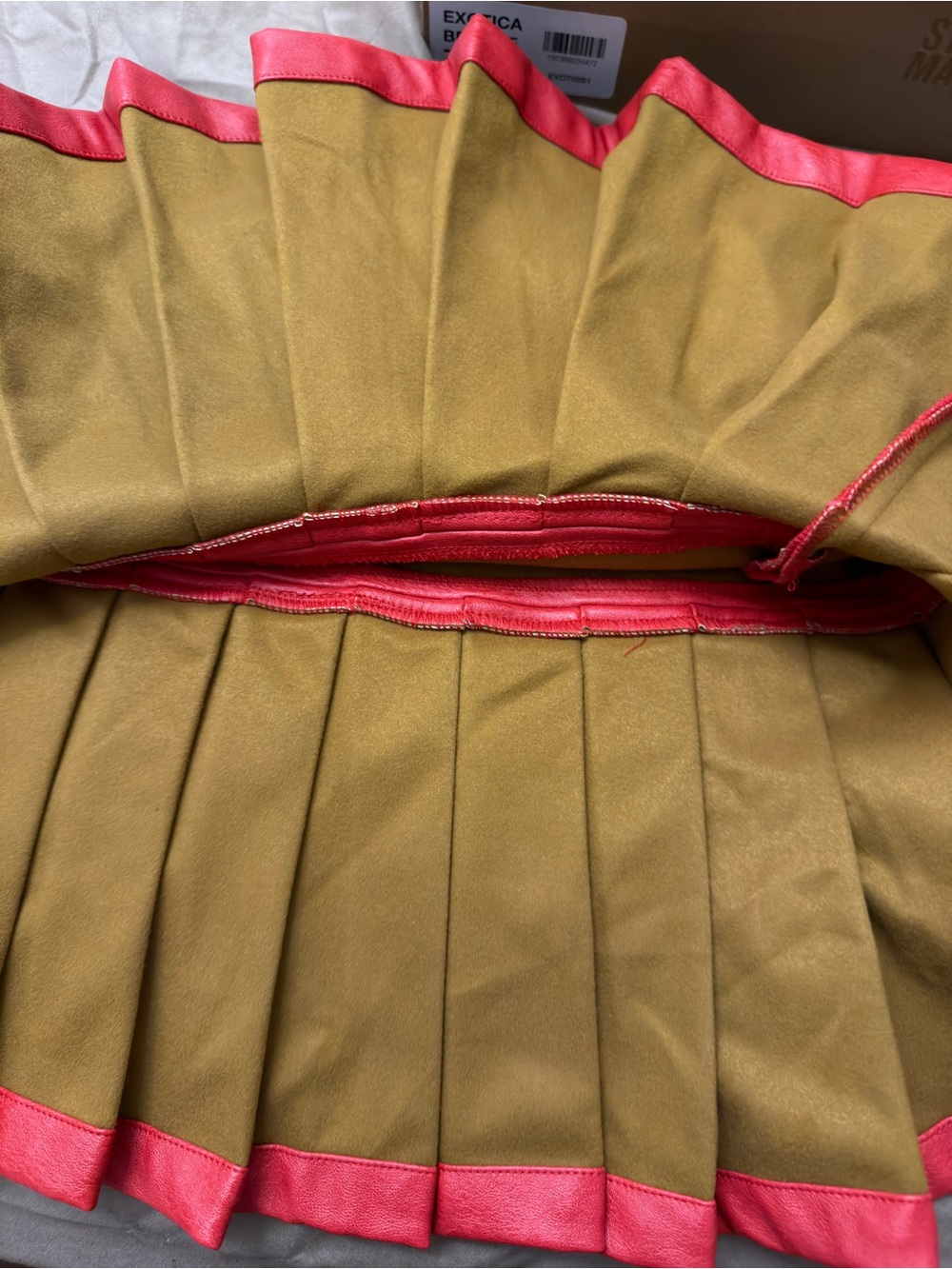 Fashion Nova Red Pleated Faux Leather Mini Skirt with Studded Belt - Picture 5 of 10